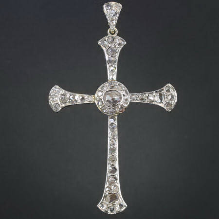 Early 20th century rose cut diamonds cross